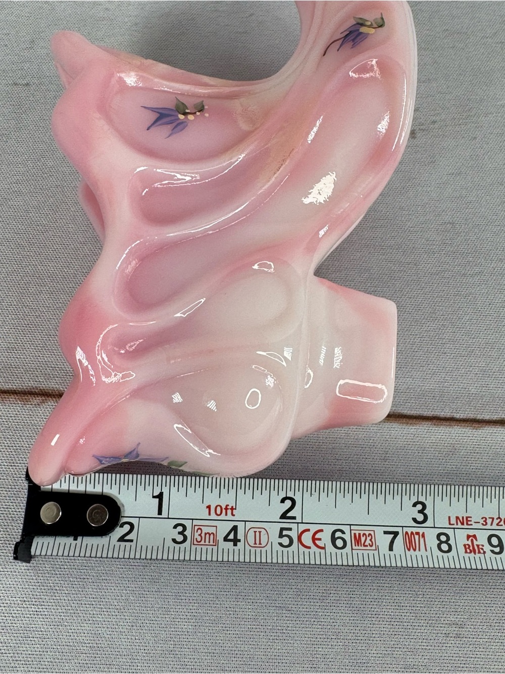 Vintage Fenton Rosalene Pink Hand Painted Glass Slipper Shoe Signed - Picture 8 of 12